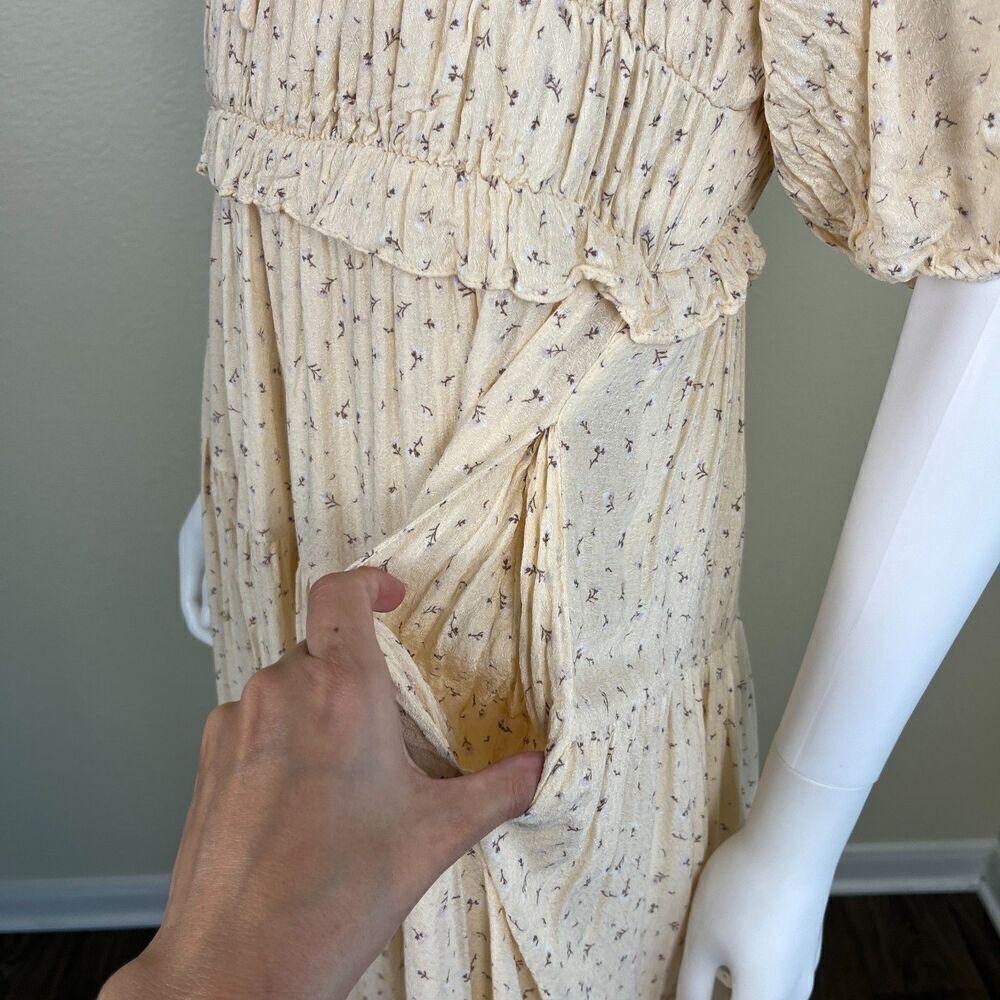 En Saison Women's Size S Yellow Roberta Floral Smocked Ruffle Midi Dress Yellow - Picture 8 of 16